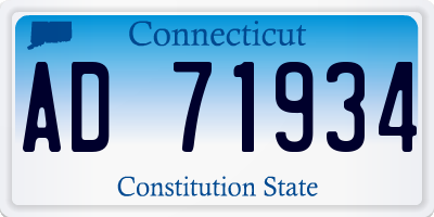CT license plate AD71934