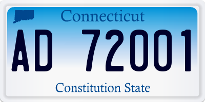 CT license plate AD72001