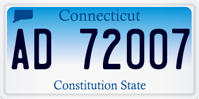CT license plate AD72007