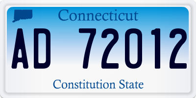 CT license plate AD72012
