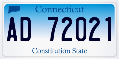 CT license plate AD72021