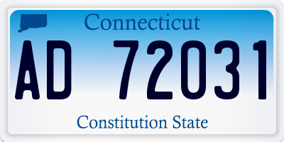CT license plate AD72031