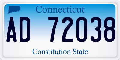 CT license plate AD72038