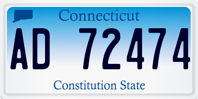 CT license plate AD72474