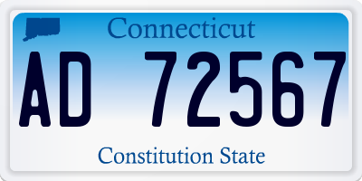 CT license plate AD72567