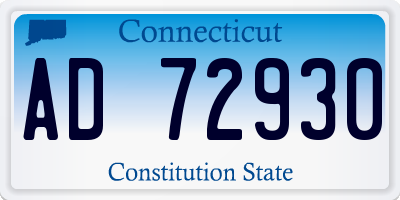 CT license plate AD72930