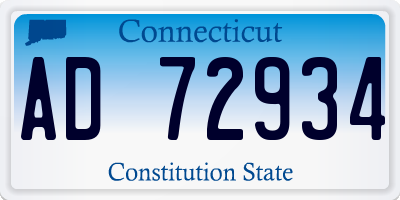 CT license plate AD72934
