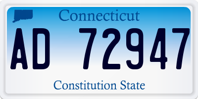 CT license plate AD72947