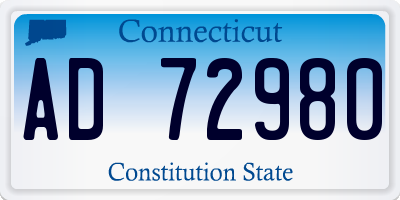 CT license plate AD72980