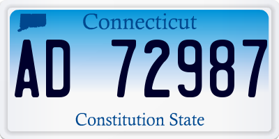 CT license plate AD72987