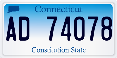 CT license plate AD74078