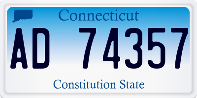 CT license plate AD74357