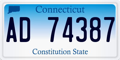 CT license plate AD74387