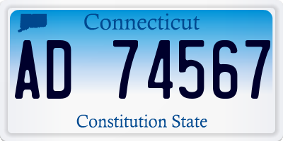 CT license plate AD74567