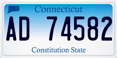 CT license plate AD74582