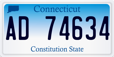 CT license plate AD74634