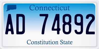 CT license plate AD74892