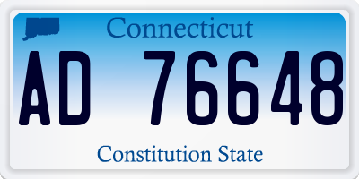 CT license plate AD76648