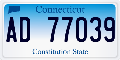 CT license plate AD77039