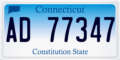 CT license plate AD77347