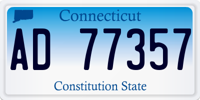 CT license plate AD77357
