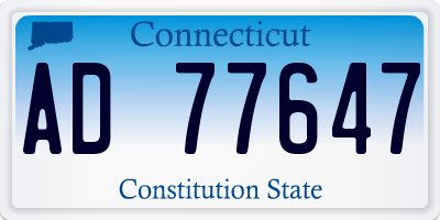 CT license plate AD77647