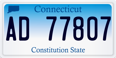 CT license plate AD77807