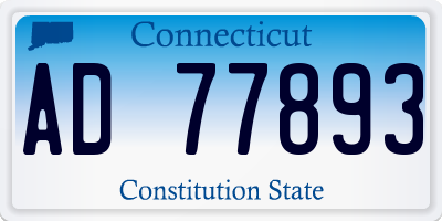 CT license plate AD77893