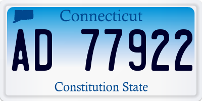 CT license plate AD77922