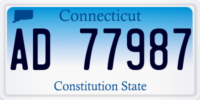 CT license plate AD77987