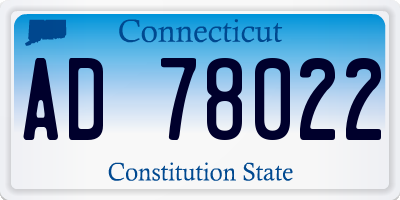 CT license plate AD78022