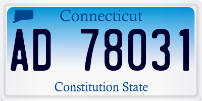 CT license plate AD78031