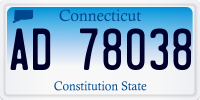 CT license plate AD78038