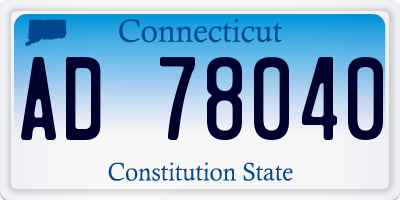 CT license plate AD78040