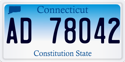 CT license plate AD78042