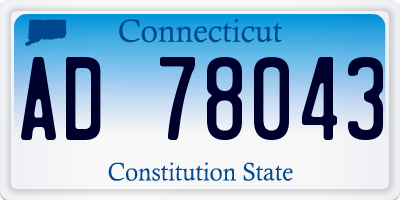 CT license plate AD78043