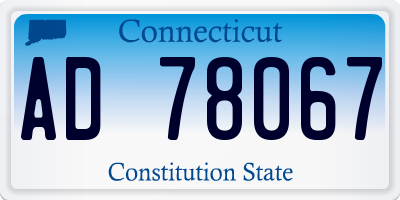 CT license plate AD78067