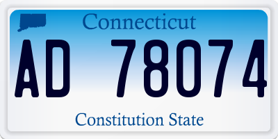 CT license plate AD78074