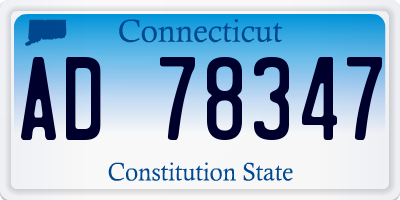 CT license plate AD78347