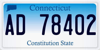 CT license plate AD78402