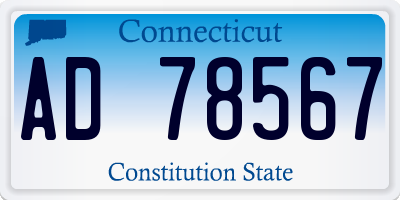 CT license plate AD78567