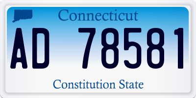 CT license plate AD78581