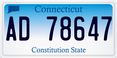 CT license plate AD78647
