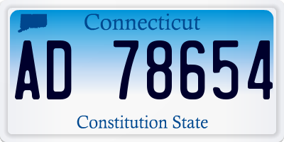 CT license plate AD78654