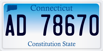CT license plate AD78670