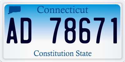 CT license plate AD78671