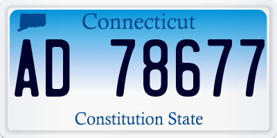 CT license plate AD78677