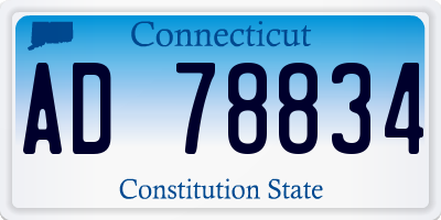 CT license plate AD78834