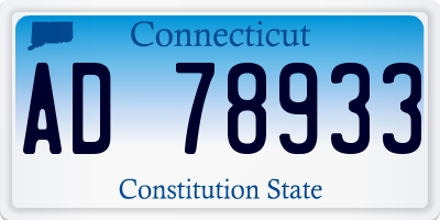 CT license plate AD78933