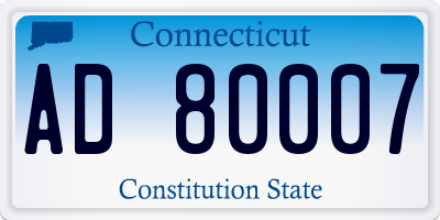 CT license plate AD80007